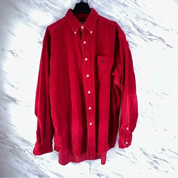 Polo Ralph Lauren Red Corduroy Shirt Mens Polo Ralph Lauren Shirts Mens  Polo Ralph Lauren Vintage 9s